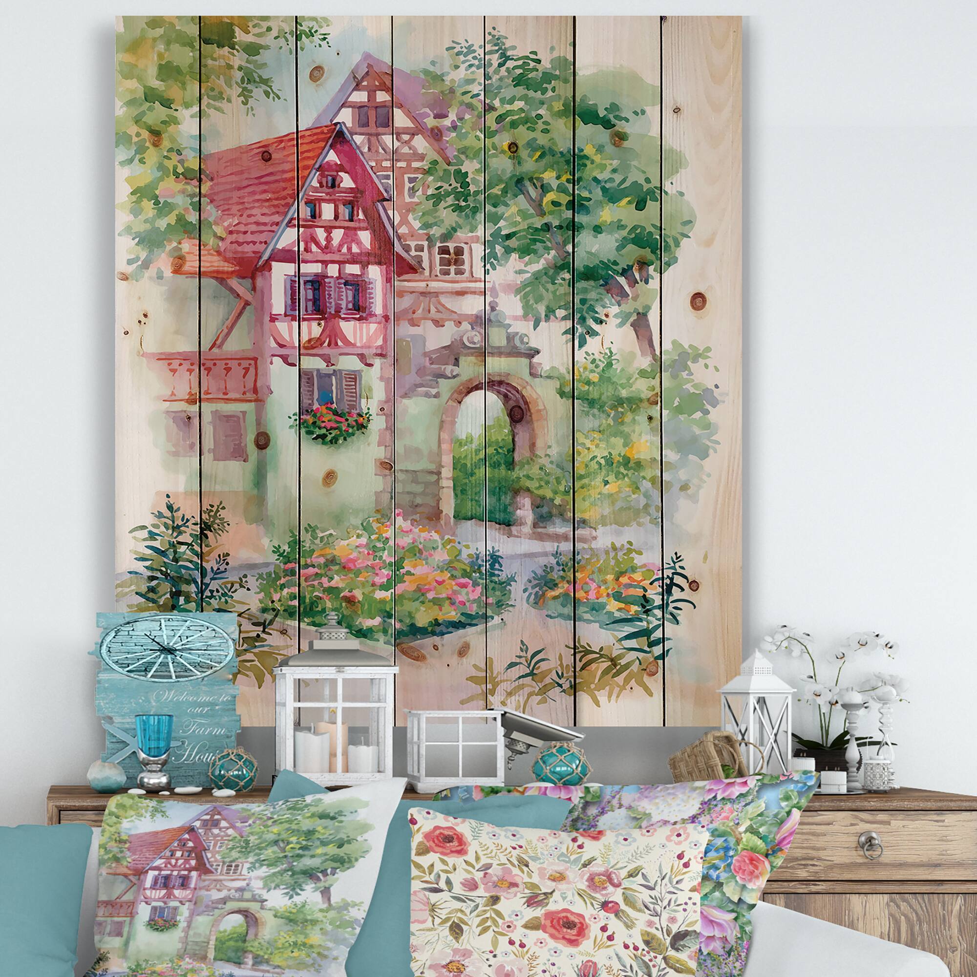 Designart - Red Rustic House In The Country Side